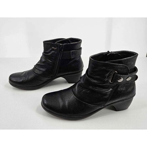 Easy Street Wynne Comfort Wave Bootie Inside Zip Rushed Vamp Studded Strap Sz 10 - Picture 1 of 8